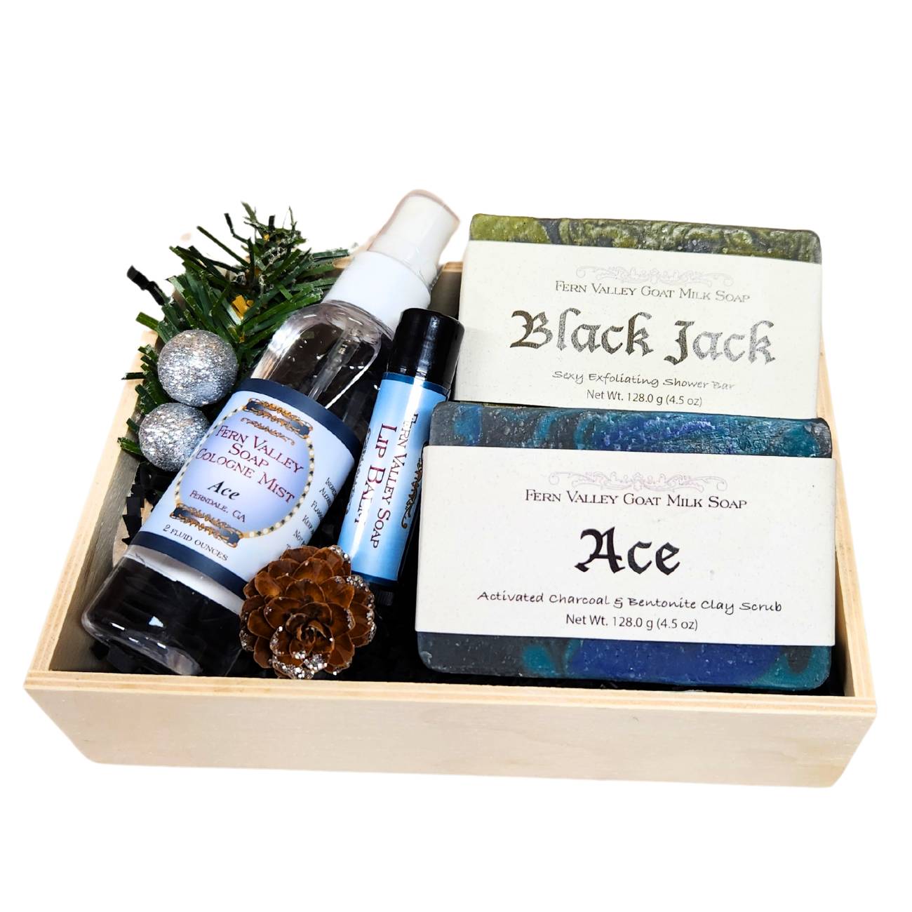 Handmade Goat Milk Soap | 2 Masculine Bars + Cologne Gift Crate