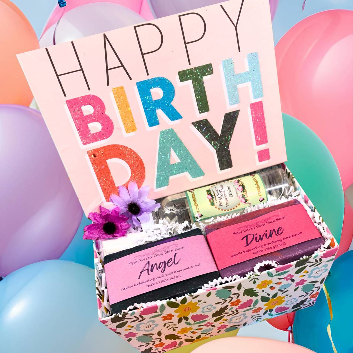 Handmade Goat Milk Soaps | Two Bars + Perfume Mist | Birthday Gift Box