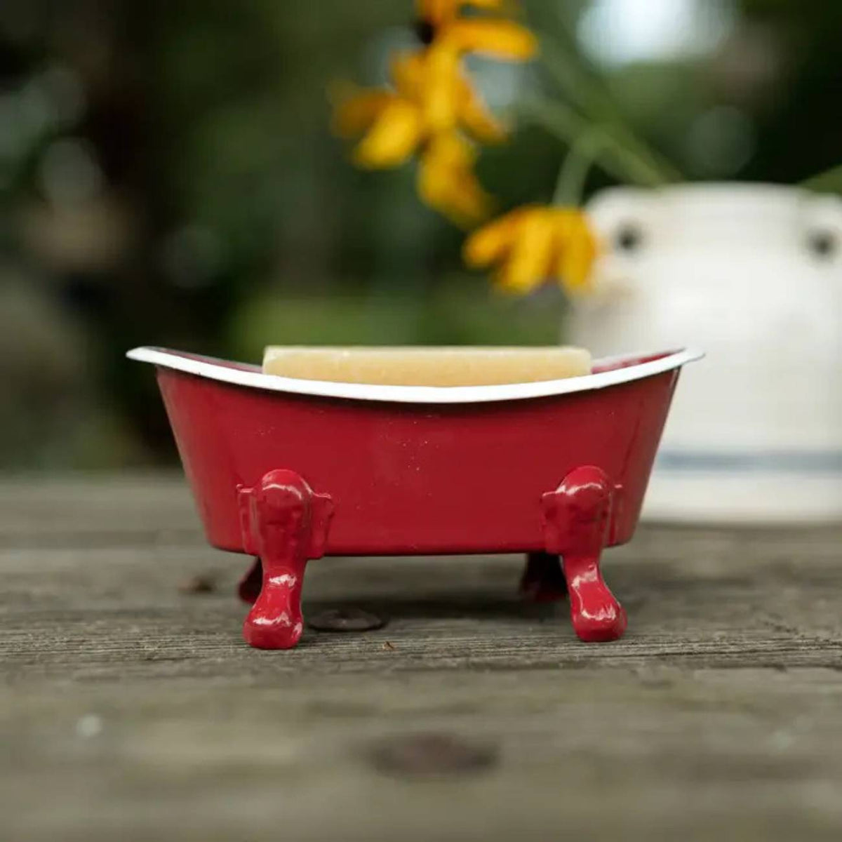 Draining Soap Dish | Fern Valley Soap | Clawfoot Enameled Metal Bathtub