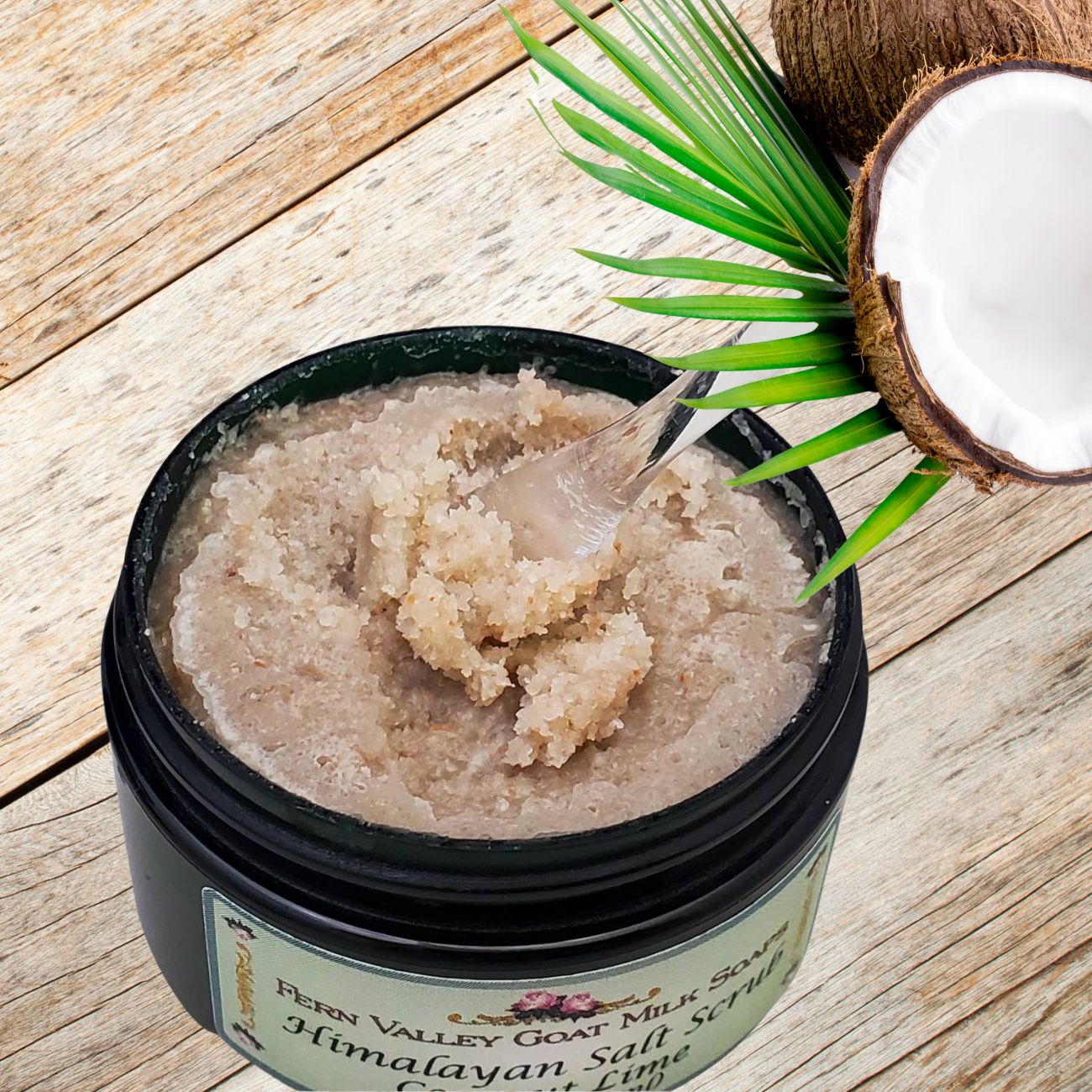 Himalayan Salt Scrub | Skin Care From Fern Valley Goat Milk Soap | Coconut & Lime Verbena Scent