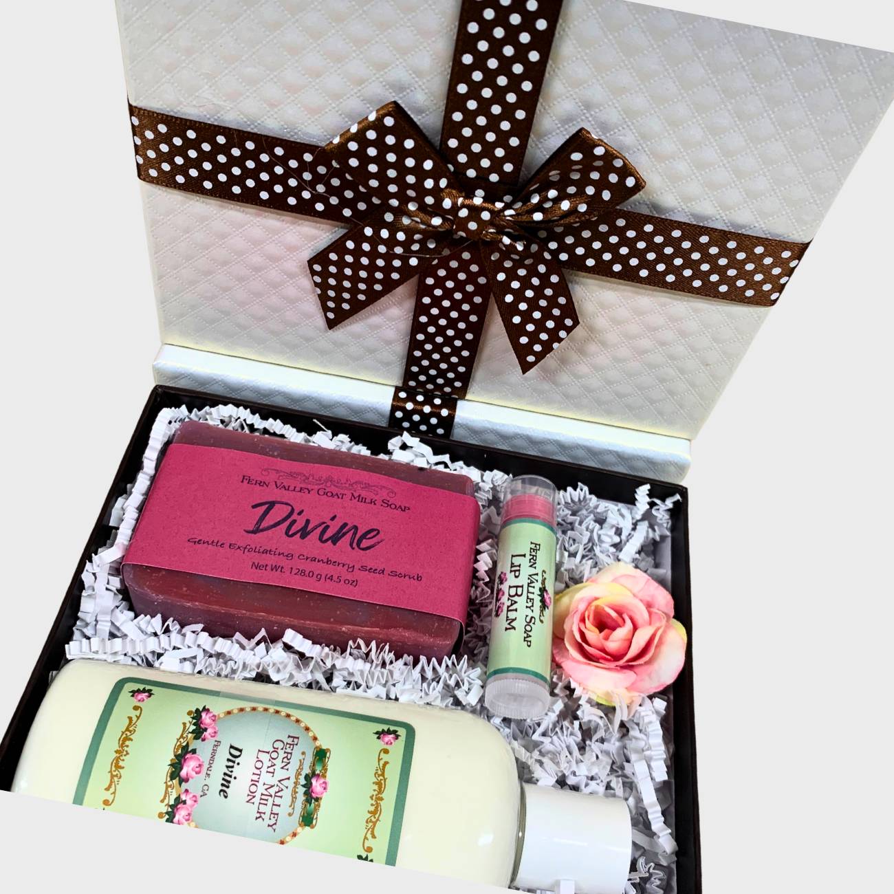 Handmade Goat Milk Soap + Lotion | Cute Brown Bow Gift Box