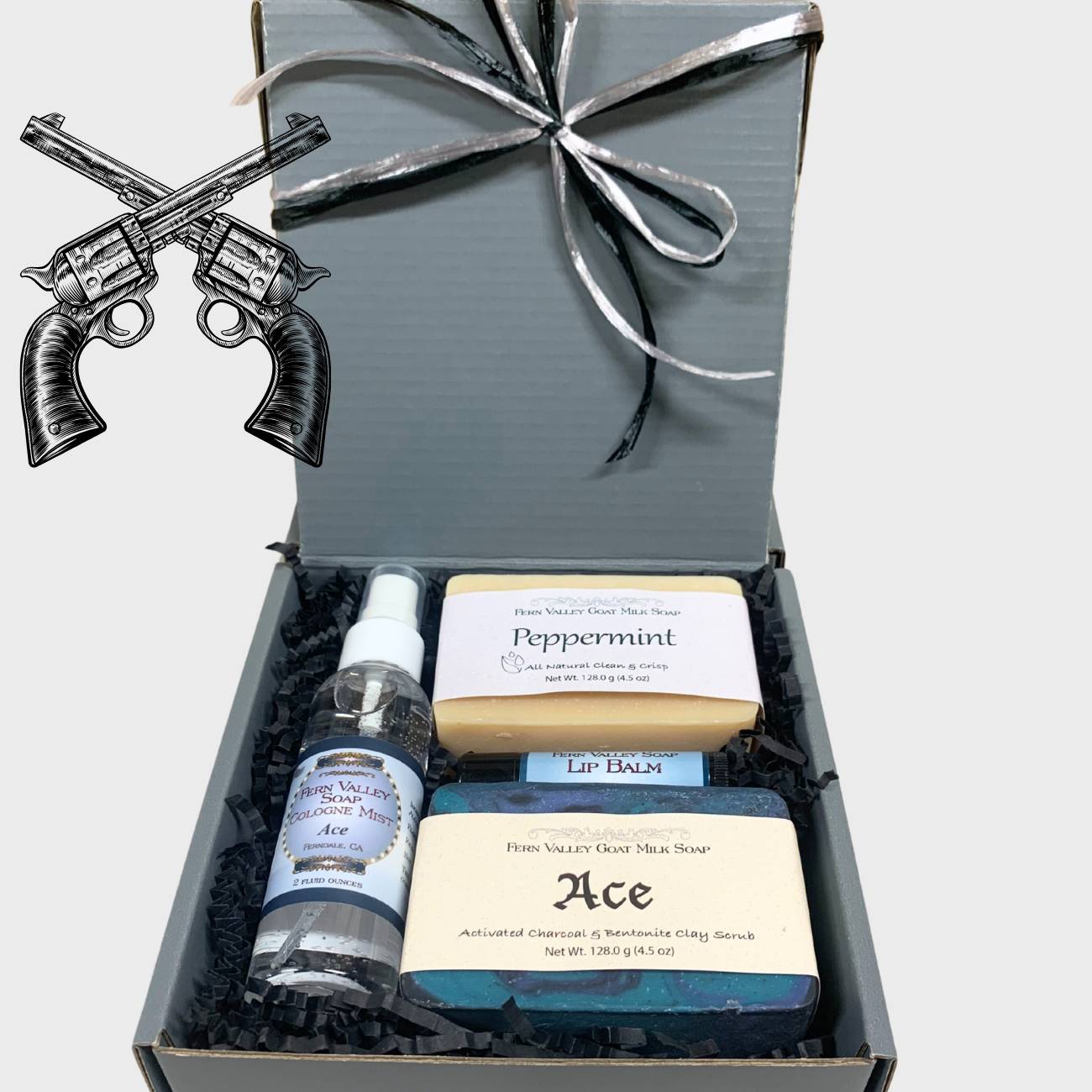 Handmade Goat Milk Soap | Gift Box for Guys | Gun Metal Gray + Cologne