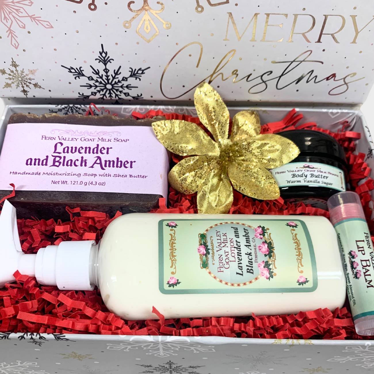 Joyful Christmas Gift Set For Her | Handmade Goat Milk Soap + Lotion