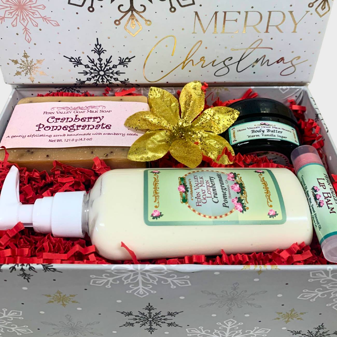 Joyful Christmas Gift Set For Her | Handmade Goat Milk Soap + Lotion
