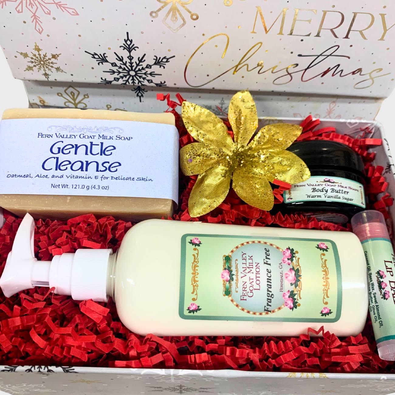 Joyful Christmas Gift Set For Her | Handmade Goat Milk Soap + Lotion
