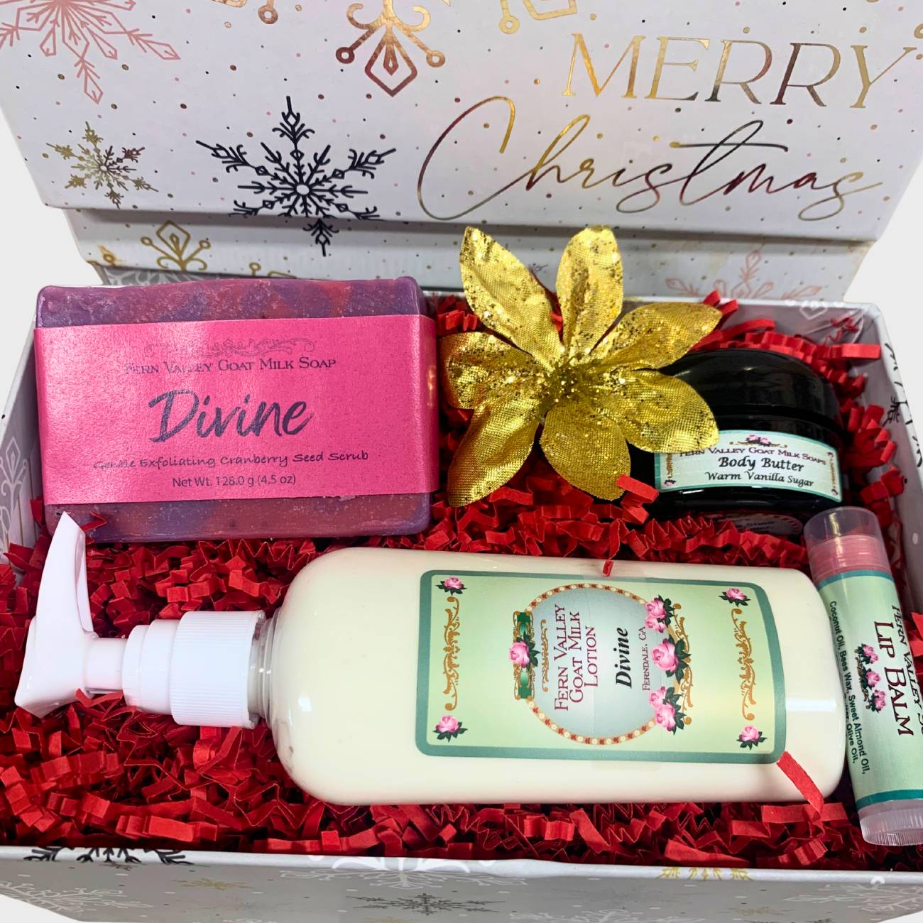 Joyful Christmas Gift Set For Her | Handmade Goat Milk Soap + Lotion