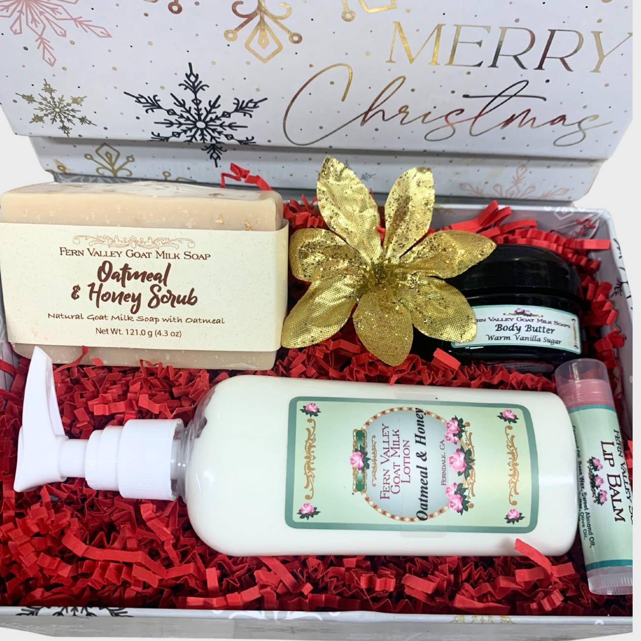 Joyful Christmas Gift Set For Her | Handmade Goat Milk Soap + Lotion
