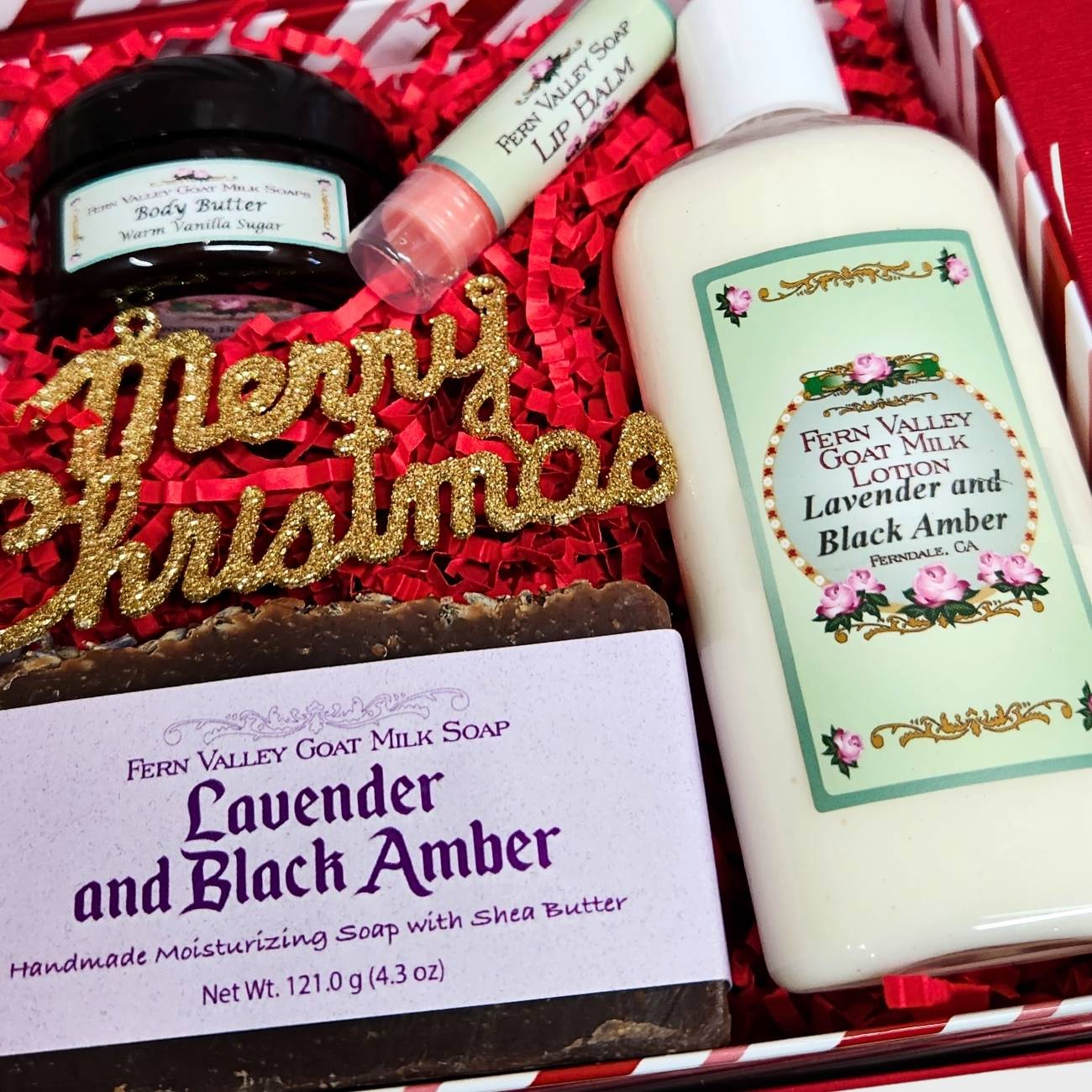 Peppermint Stripe Sweet Gift Set For Her | Handmade Goat Milk Soap + Lotion