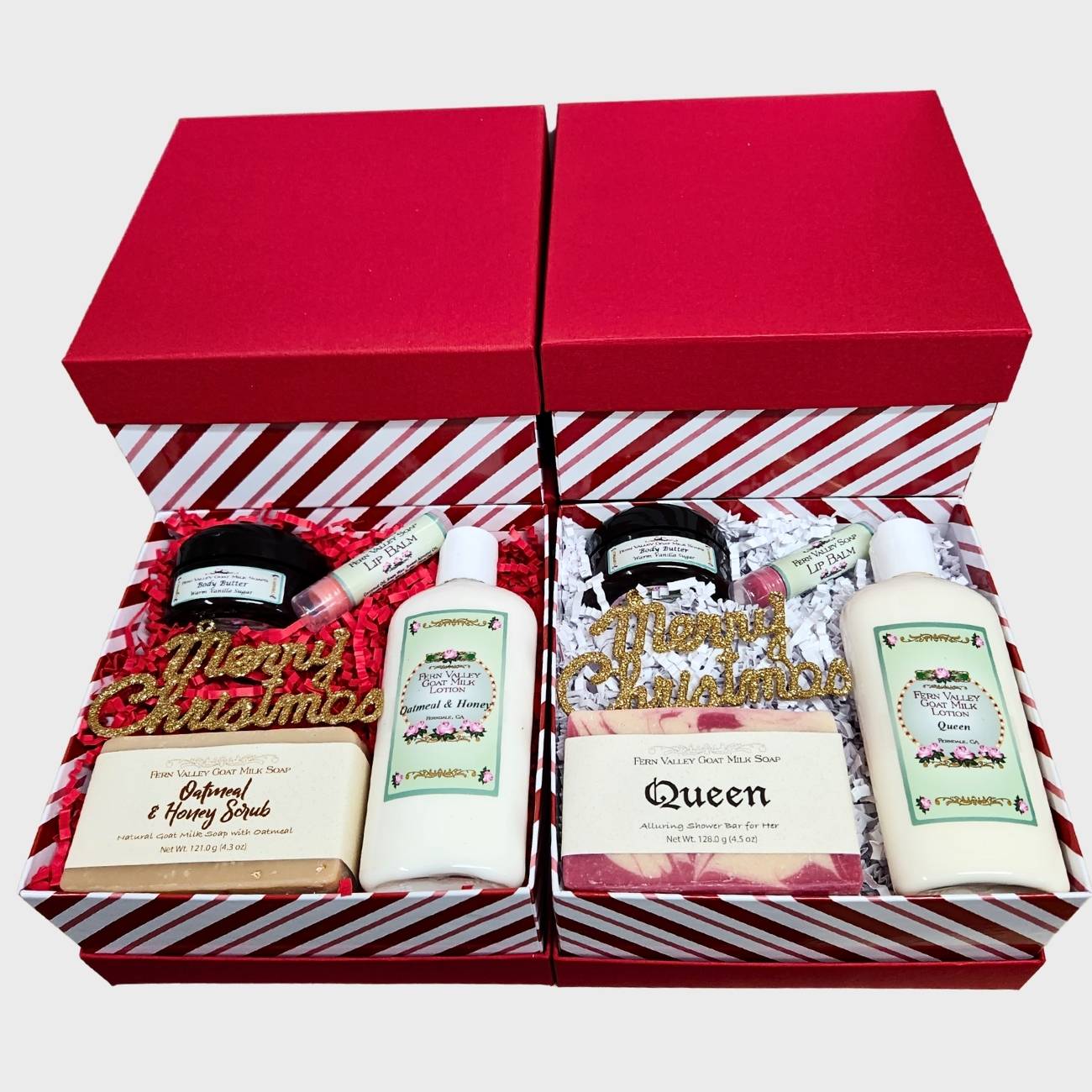 Peppermint Stripe Sweet Gift Set For Her | Handmade Goat Milk Soap + Lotion