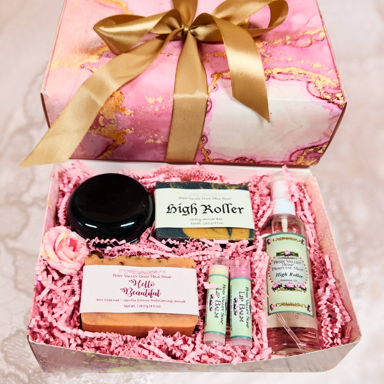 Handmade Goat Milk Soap | Pretty in Pink & Gold with Perfume Gift Box
