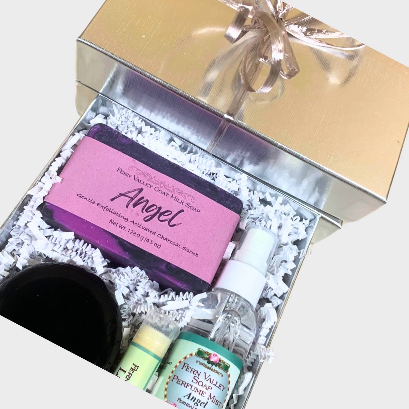Handmade Goat Milk Soap | Silver & Gold with Perfume Mist and Body Butter