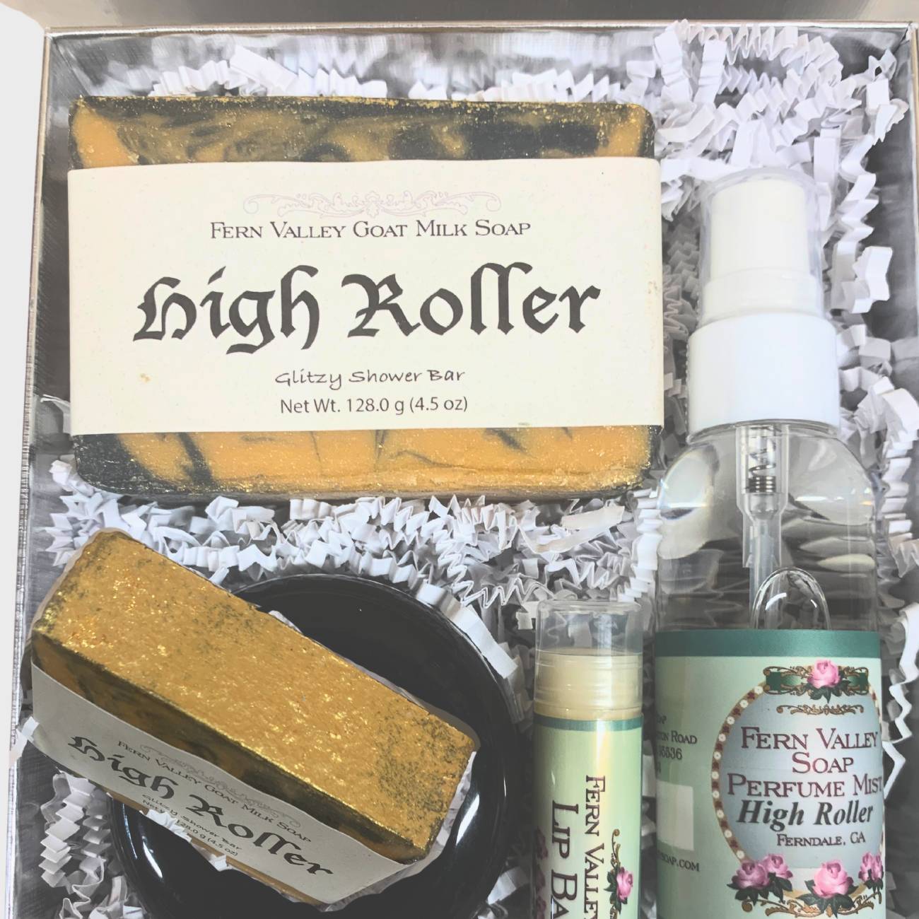 Handmade Goat Milk Soap | Silver & Gold with Perfume Mist and Body Butter