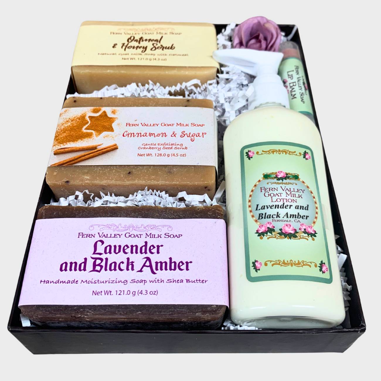 Handmade Goat Milk Soaps | Three Bar Gift Box With Lotion + Lip Balm