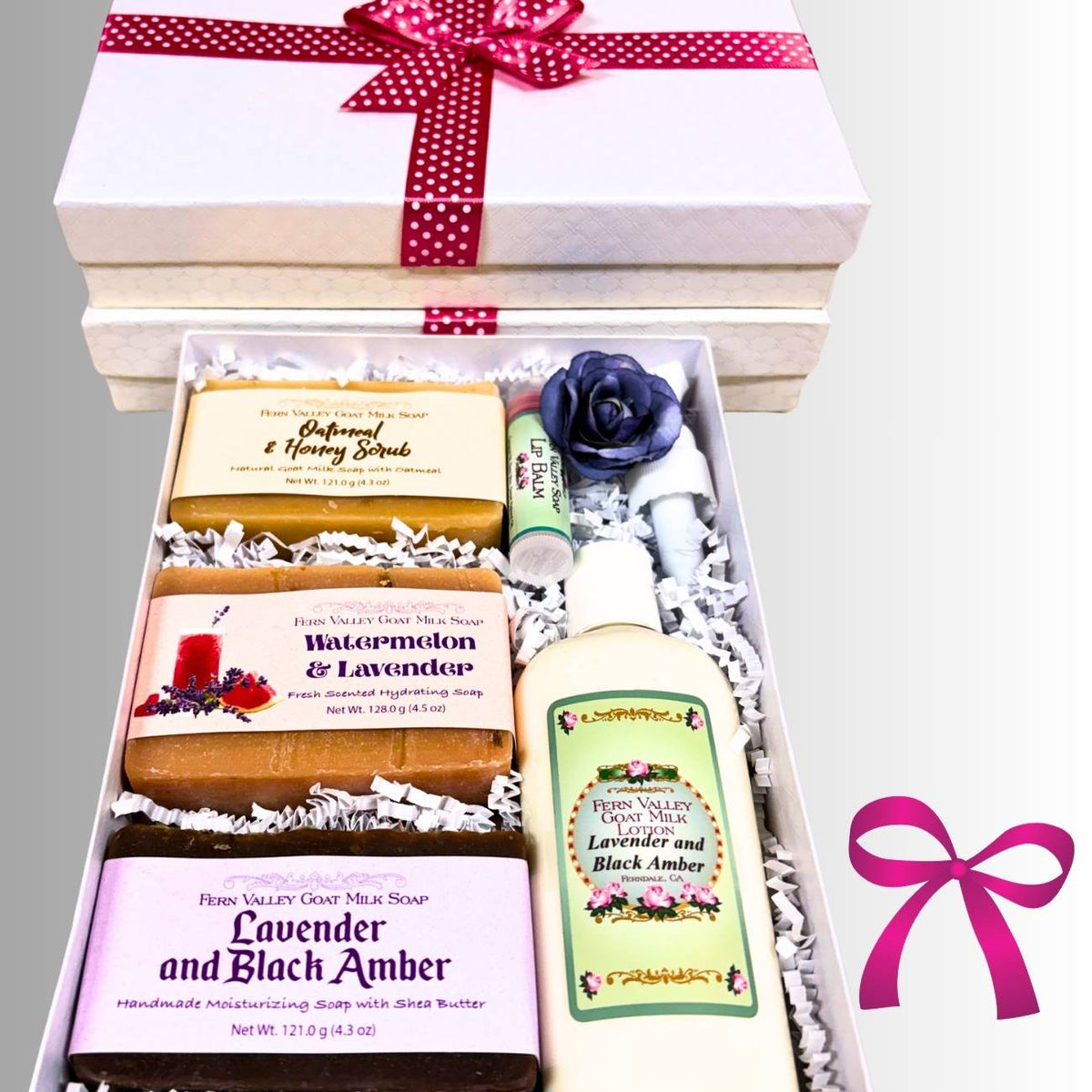 Handmade Goat Milk Soaps | Three Bar Gift Box With Lotion + Lip Balm