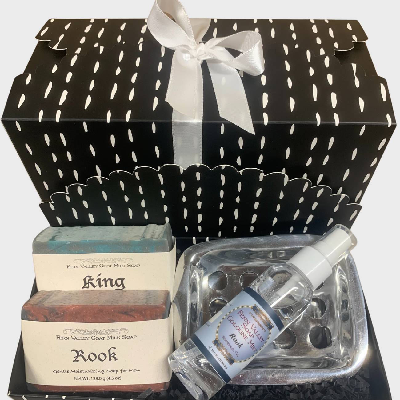 Handmade Goat Milk Soap | Two Bar Gift Box + Cologne & Soapdish