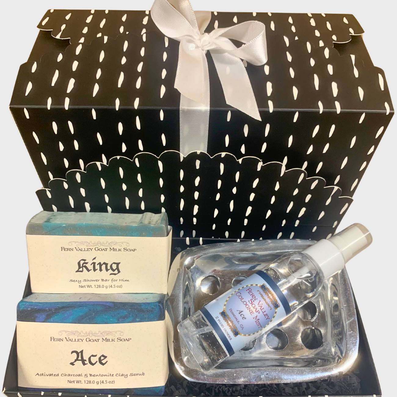 Handmade Goat Milk Soap | Two Bar Gift Box + Cologne & Soapdish