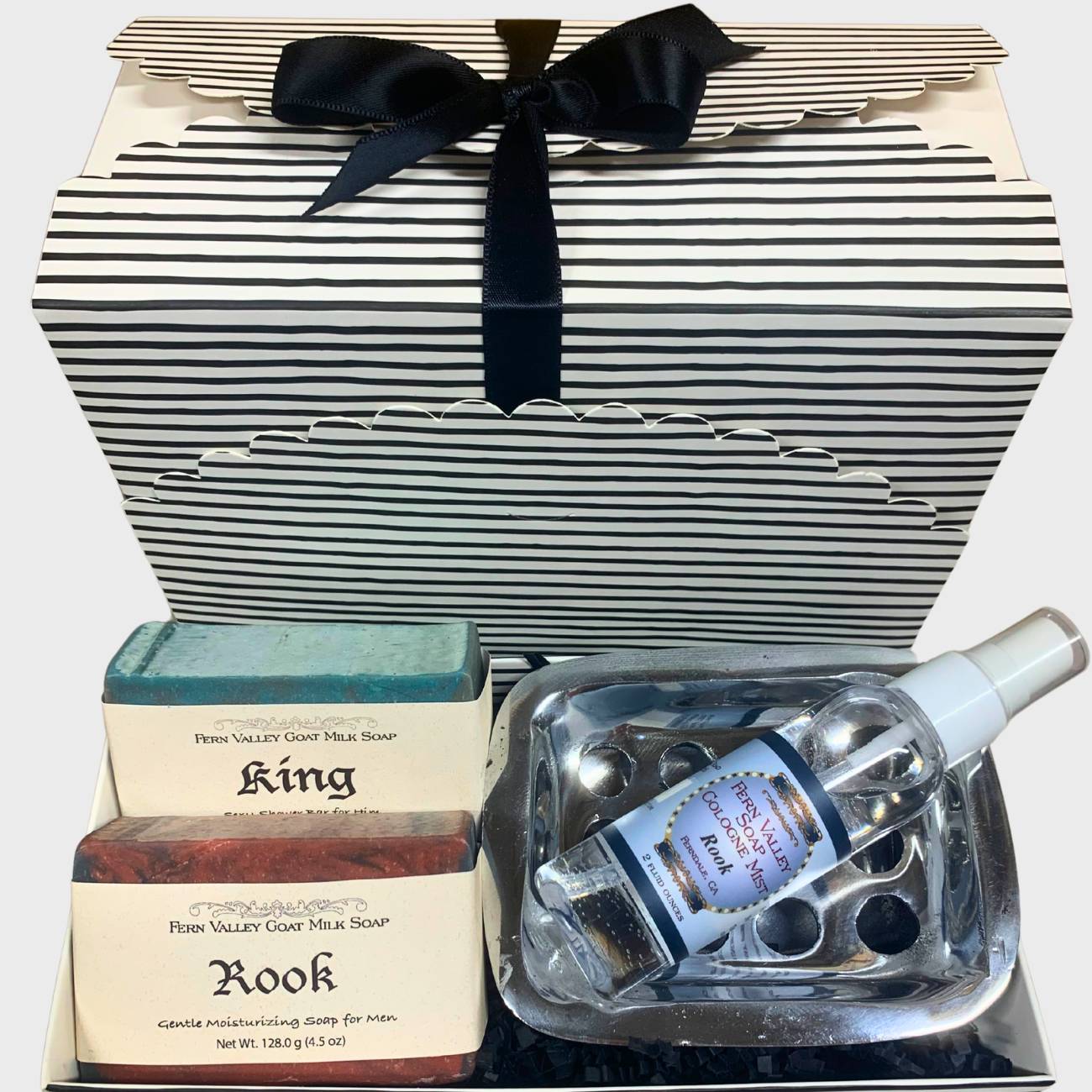 Handmade Goat Milk Soap | Two Bar Gift Box + Cologne & Soapdish