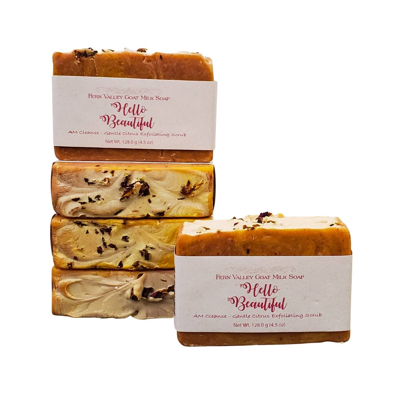 Handmade Goat Milk Soap | Three Full-Size Bars + Two Flavored Lip Balms