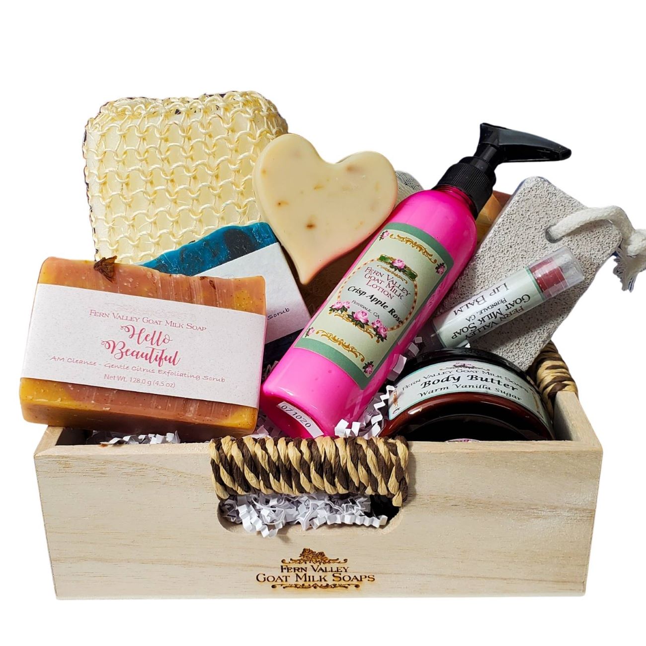 Fern Valley Goat Milk Soap Pampering Spa Basket,, Crisp Apple Rose
