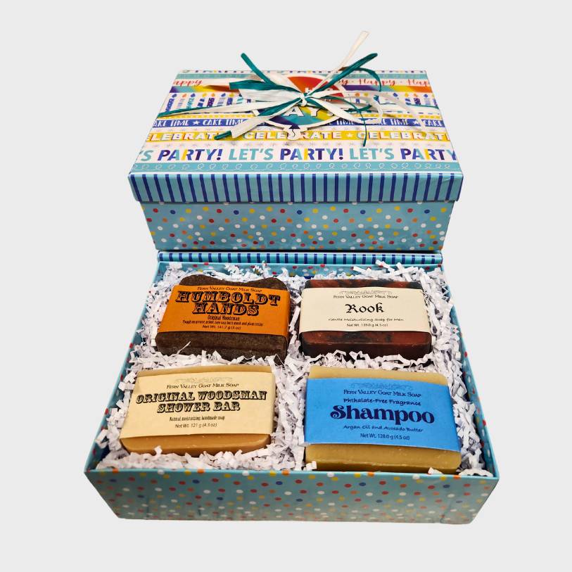 Natural Goat Milk Soap |  Four Bar Birthday Gift Box