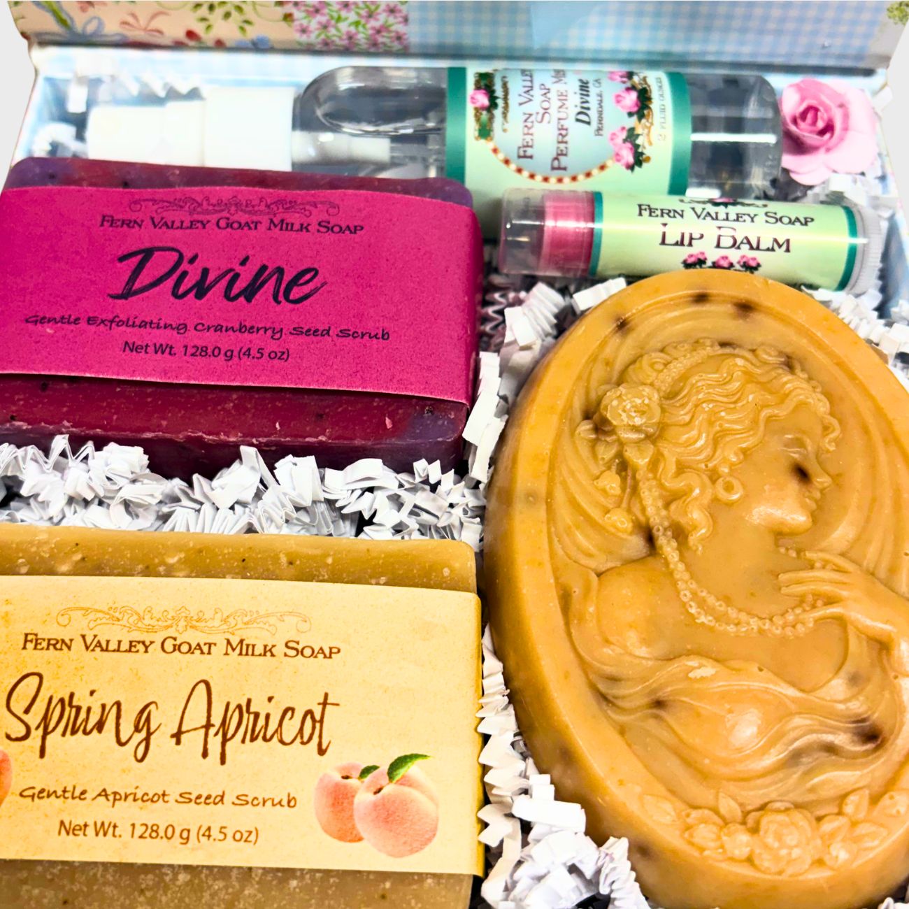 Handmade Goat Milk &amp; Perfume | Cameo Brooch Gift Box For Her