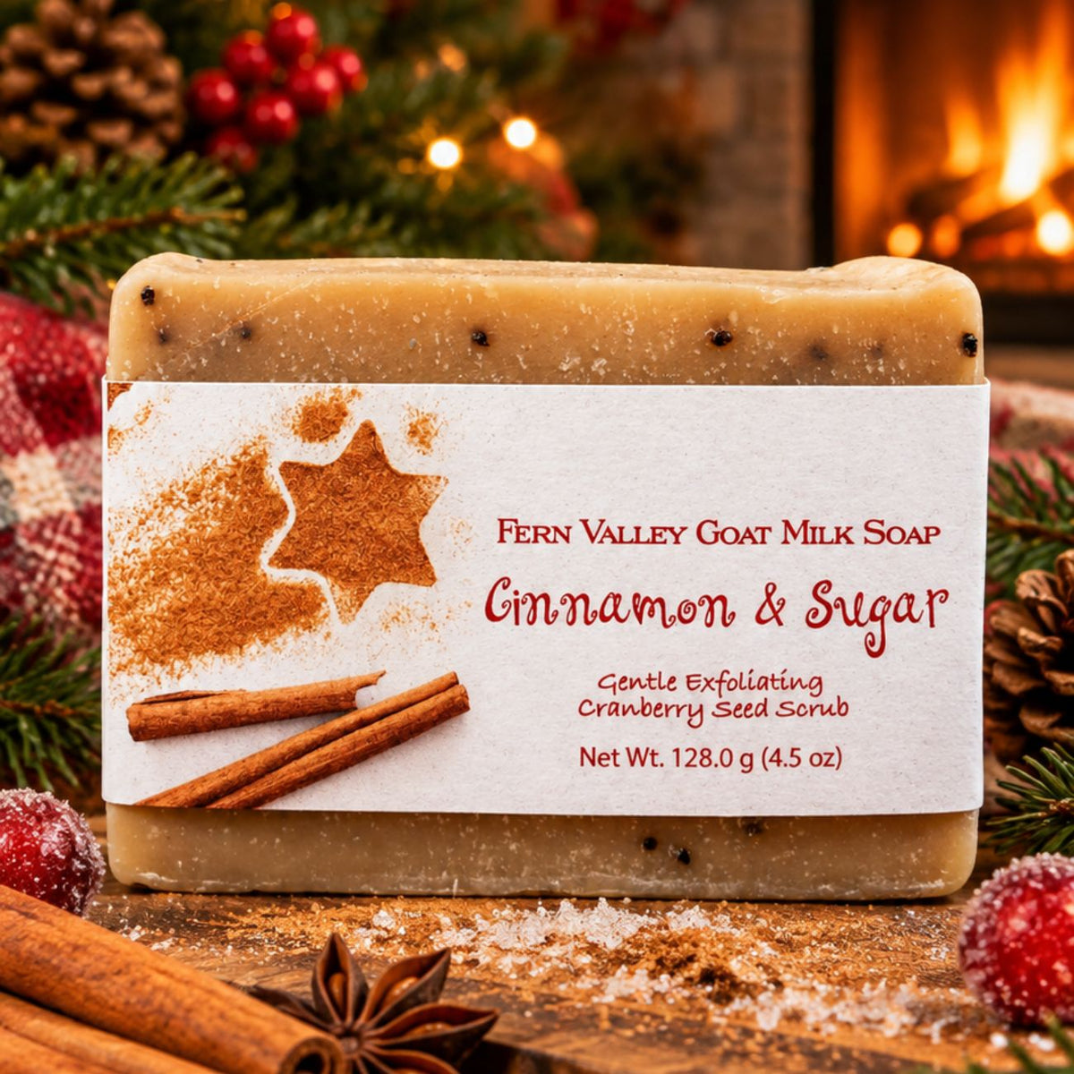 Natural Goat Milk Soap | Cinnamon Sugar Cranberry Seed Exfoliating Scrub