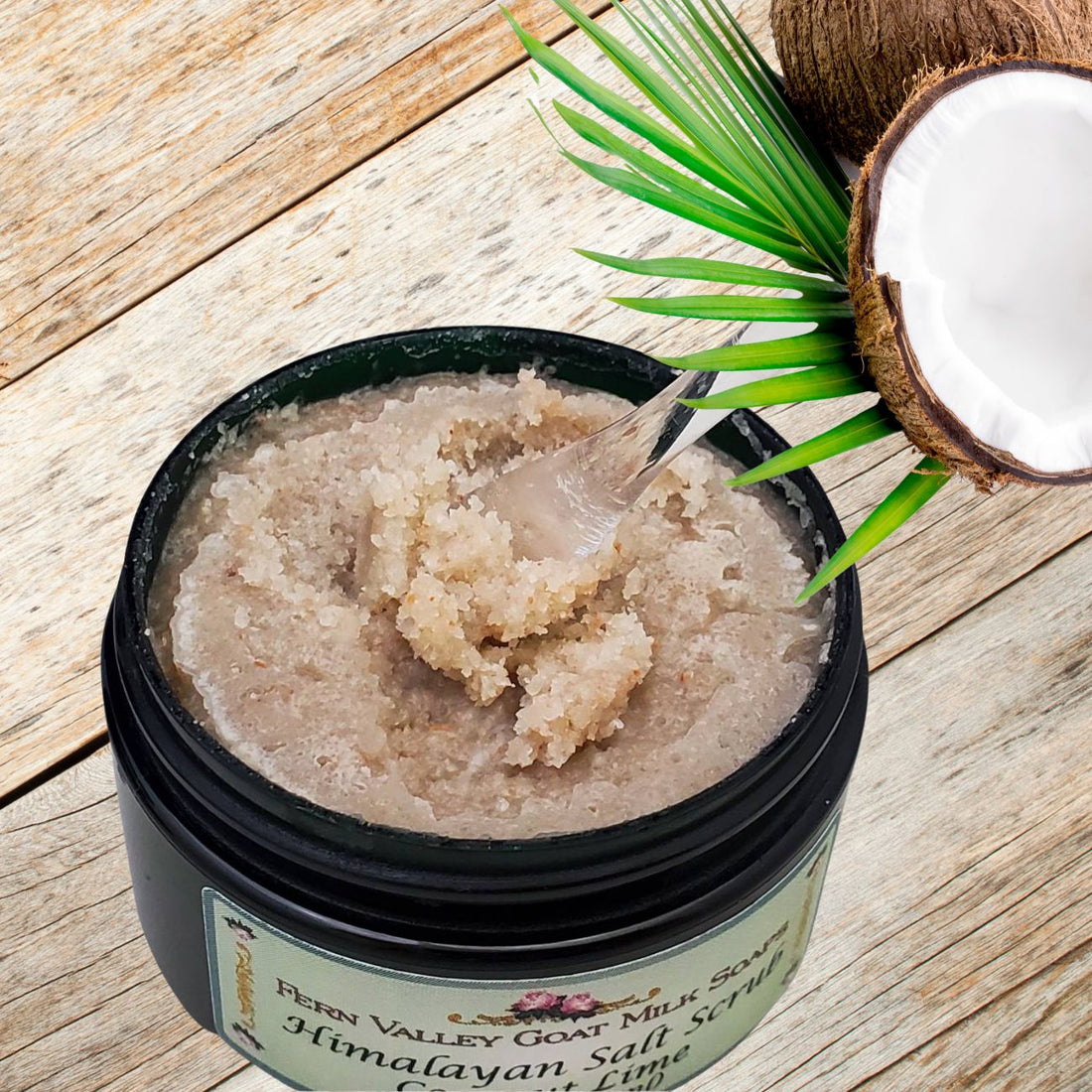 Himalayan Salt Scrub | Skin Care From Fern Valley Goat Milk Soap | Coconut &amp; Lime Verbena Scent