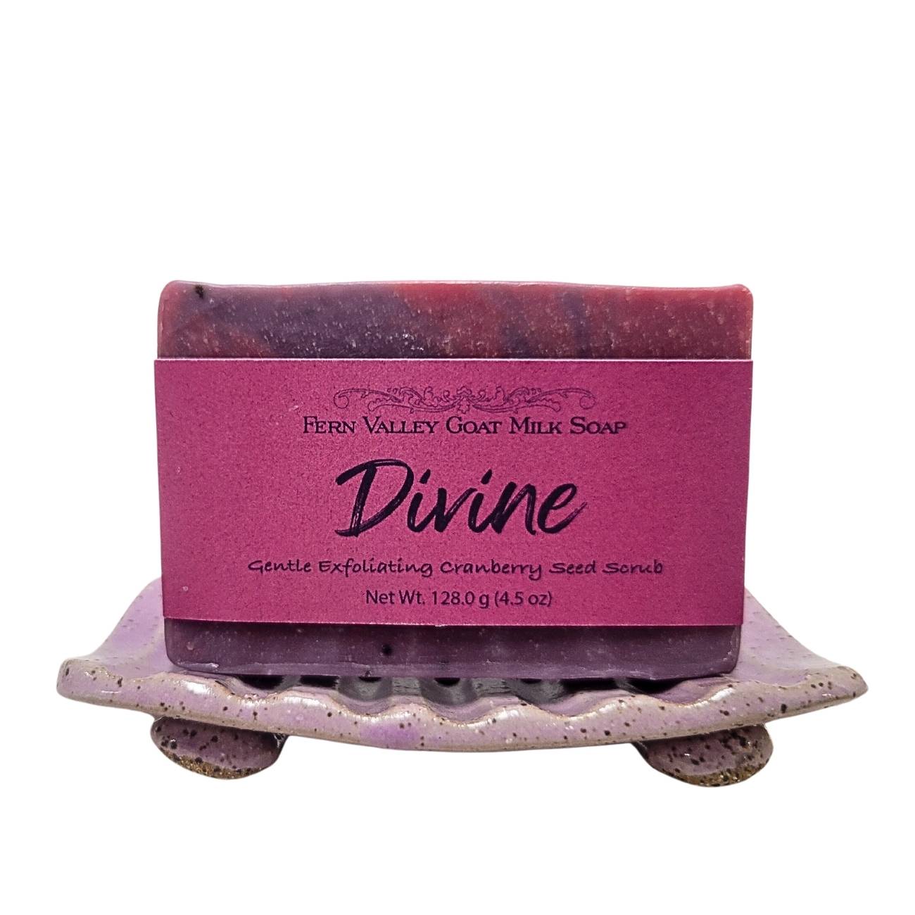 Natural Goat Milk Soap | Exfoliating Cranberry-Seed Scrub | Divine - Musky Floral Scent