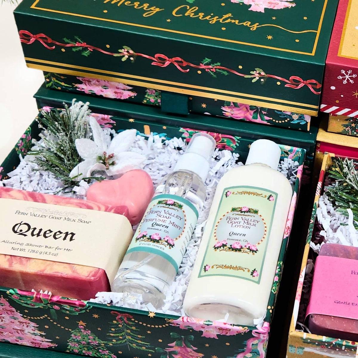 Handmade Goat Milk Soap | Elegant Christmas Gift | Queen Perfume Mist &amp; Lotion