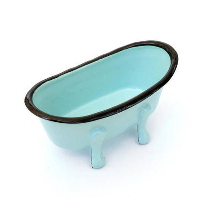 Draining Soap Dish | Fern Valley Soap | Farmhouse Aqua Enameled Metal Bathtub