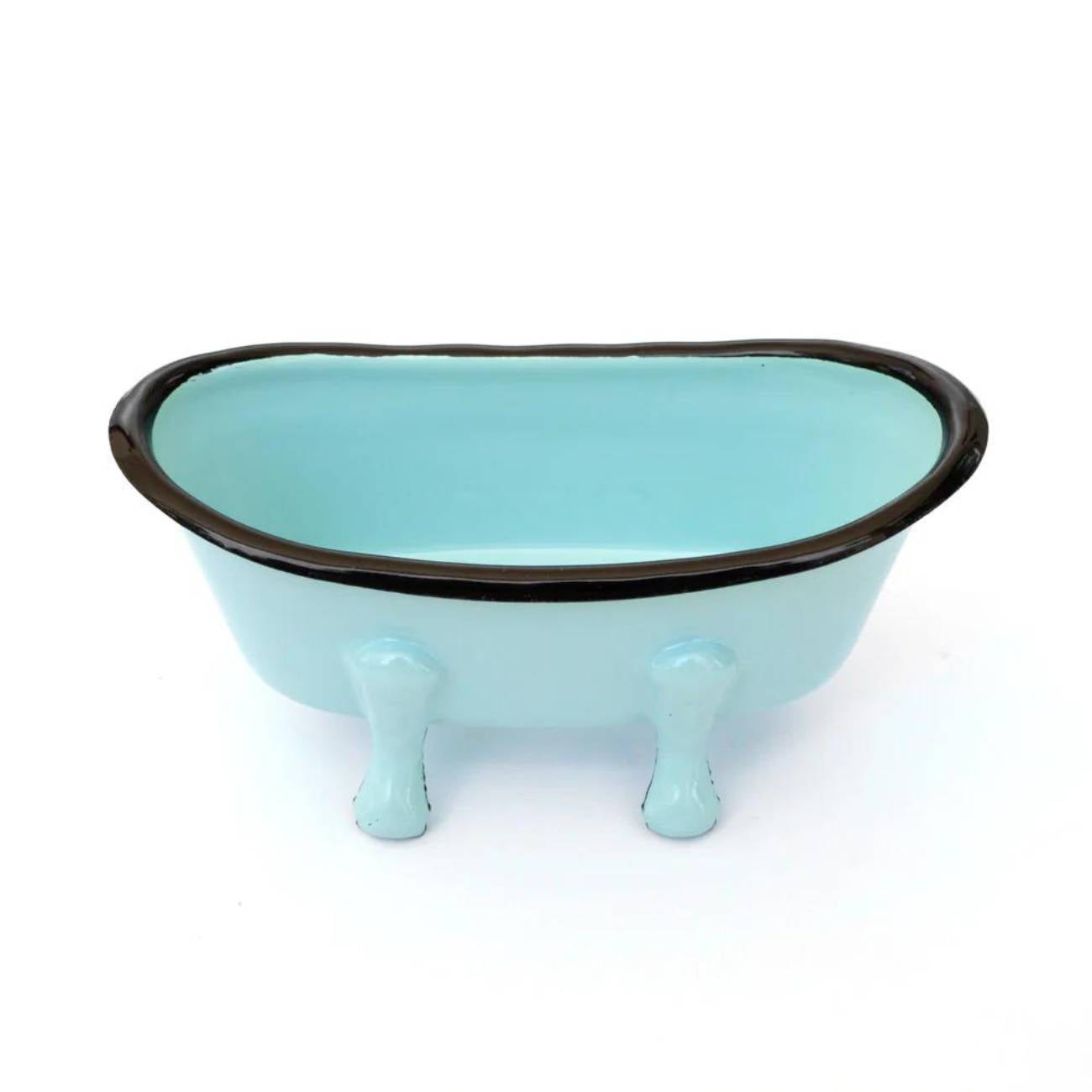 Draining Soap Dish | Fern Valley Soap | Farmhouse Aqua Enameled Metal Bathtub