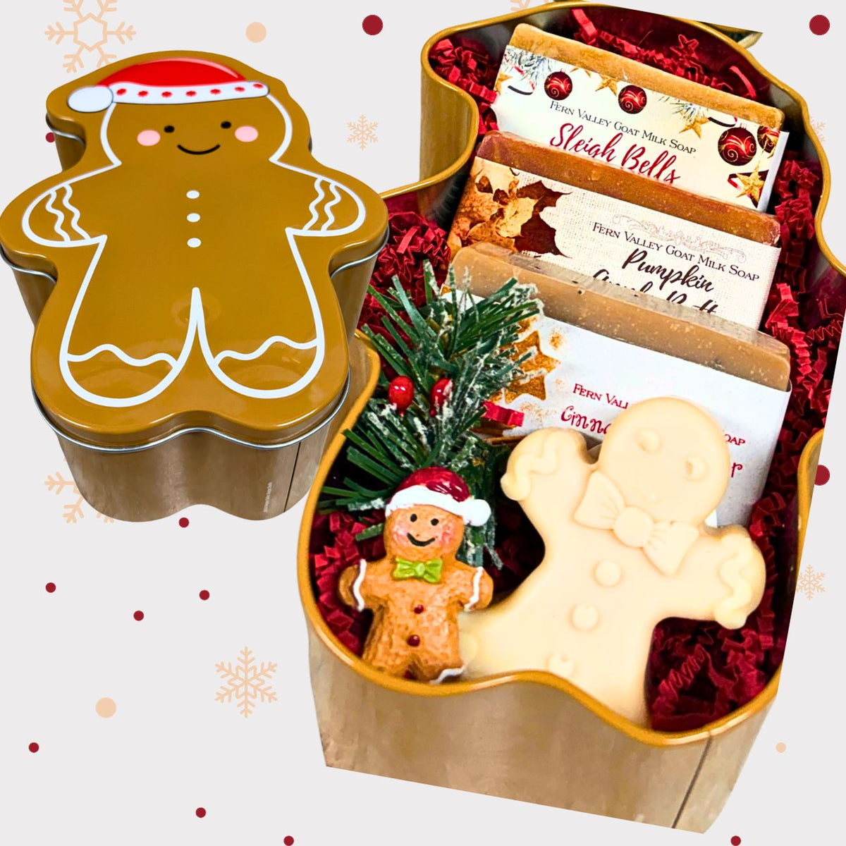 Handmade Goat Milk Soap |  Gingerbread Tin Holiday Gift Tin