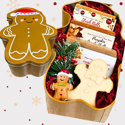 Handmade Goat Milk Soap |  Gingerbread Tin Holiday Gift Tin