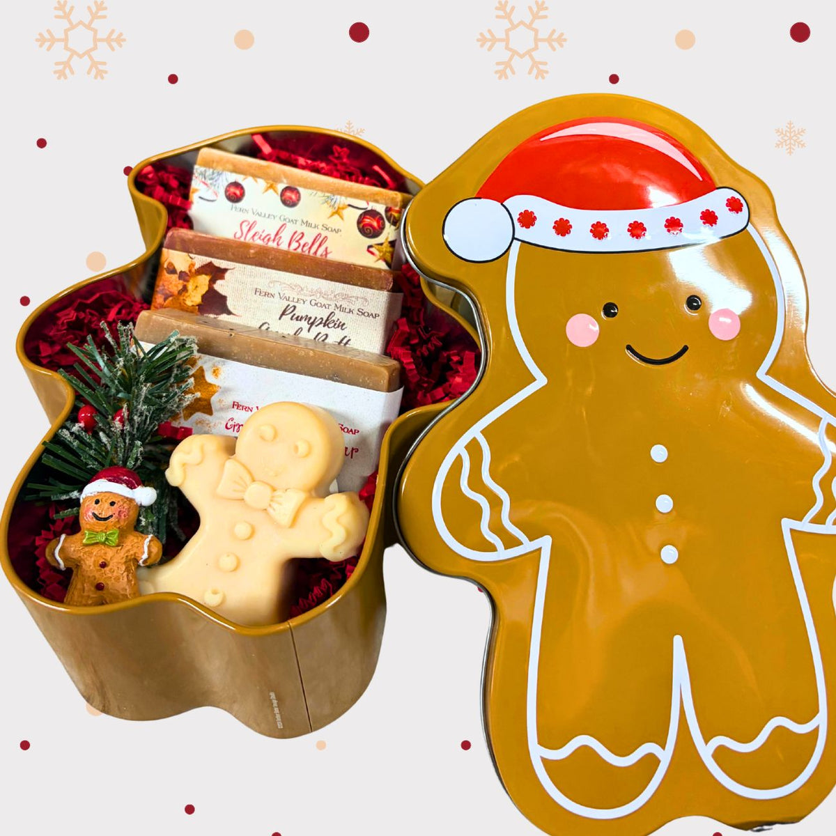 Handmade Goat Milk Soap |  Gingerbread Tin Holiday Gift Tin