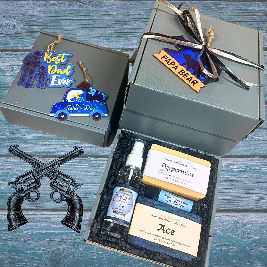 Handmade Goat Milk Soap | Gift Box for Guys | Gun Metal Gray + Cologne