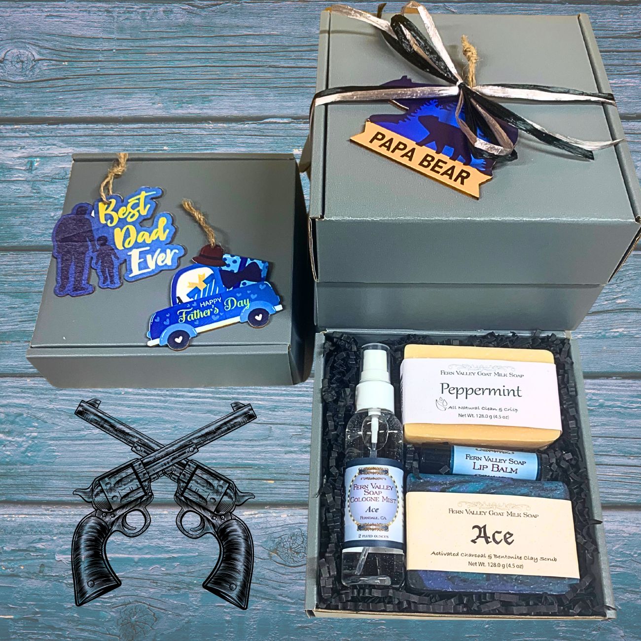 Handmade Goat Milk Soap | Gift Box for Guys | Gun Metal Gray + Cologne
