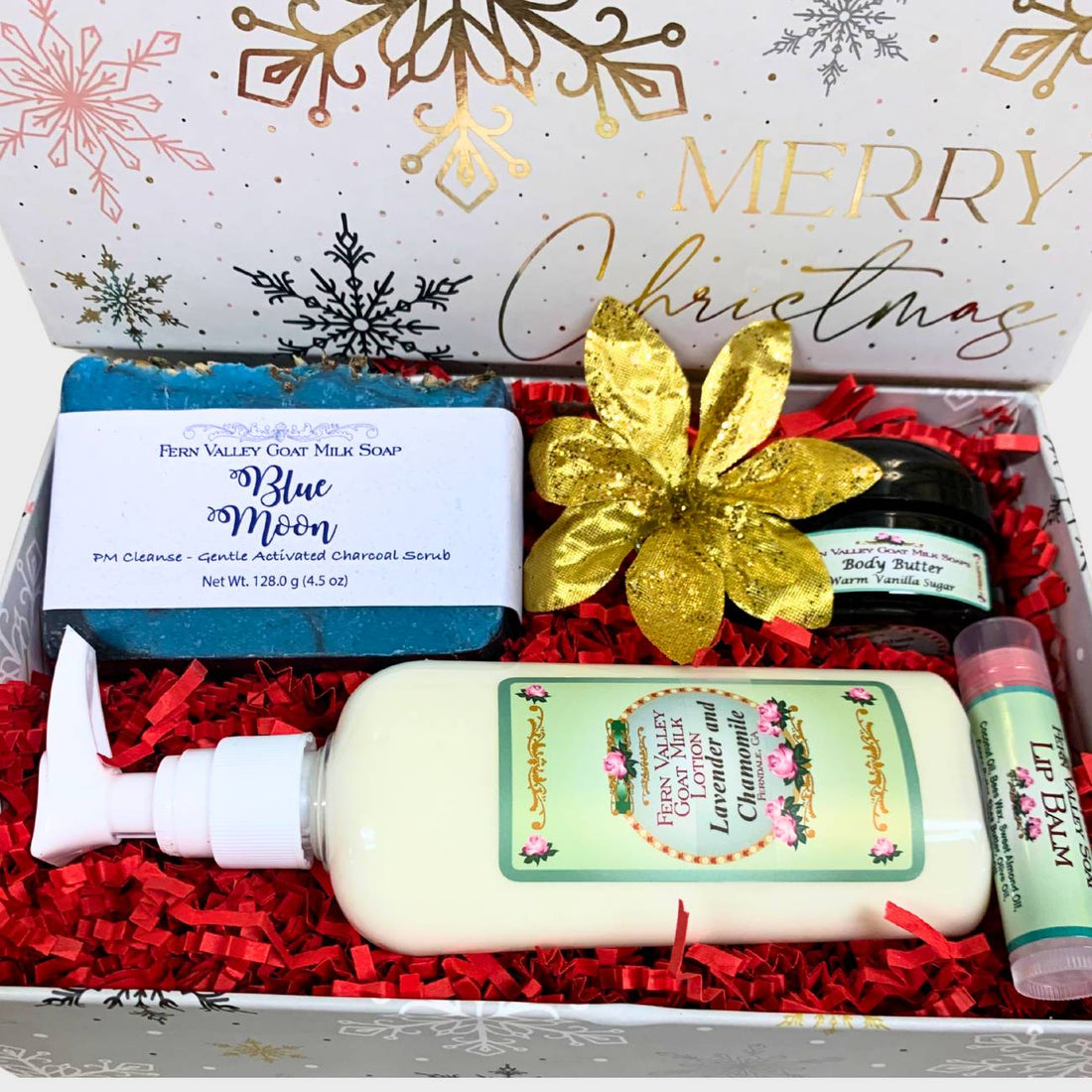 Joyful Christmas Gift Set For Her | Handmade Goat Milk Soap + Lotion