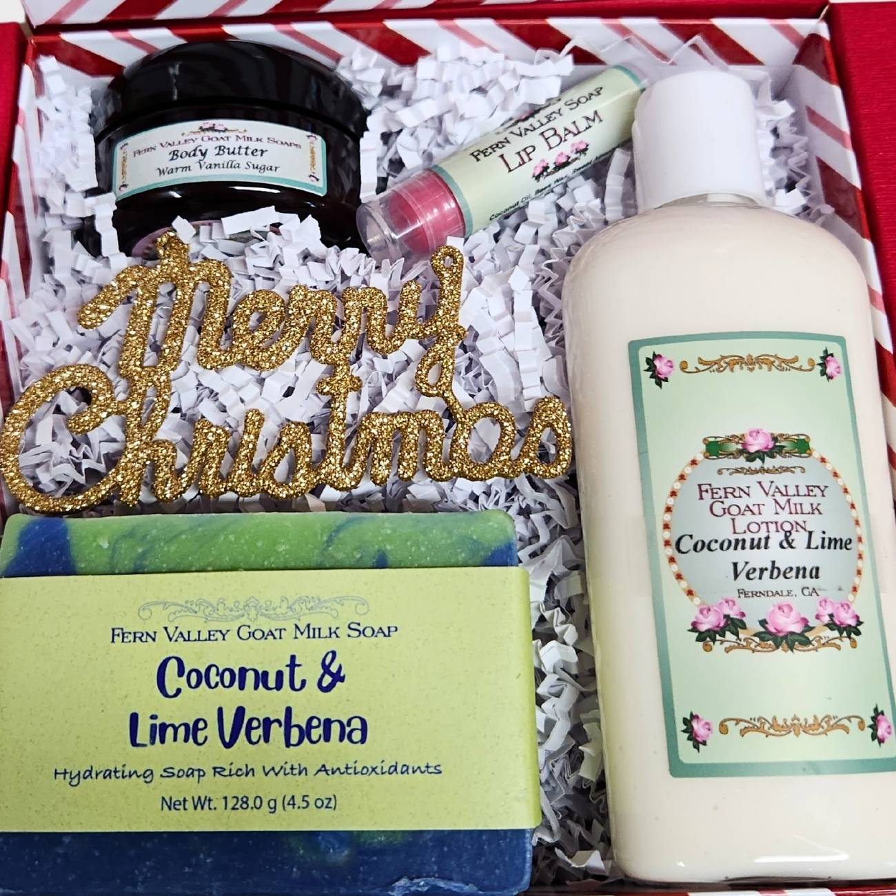 Peppermint Stripe Sweet Gift Set For Her | Handmade Goat Milk Soap + Lotion