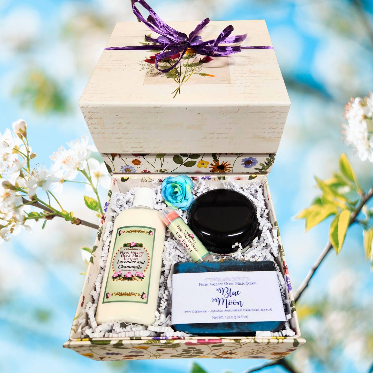 Handmade Goat Milk Soap + Lotion | Spring Pressed Flowers Gift Box