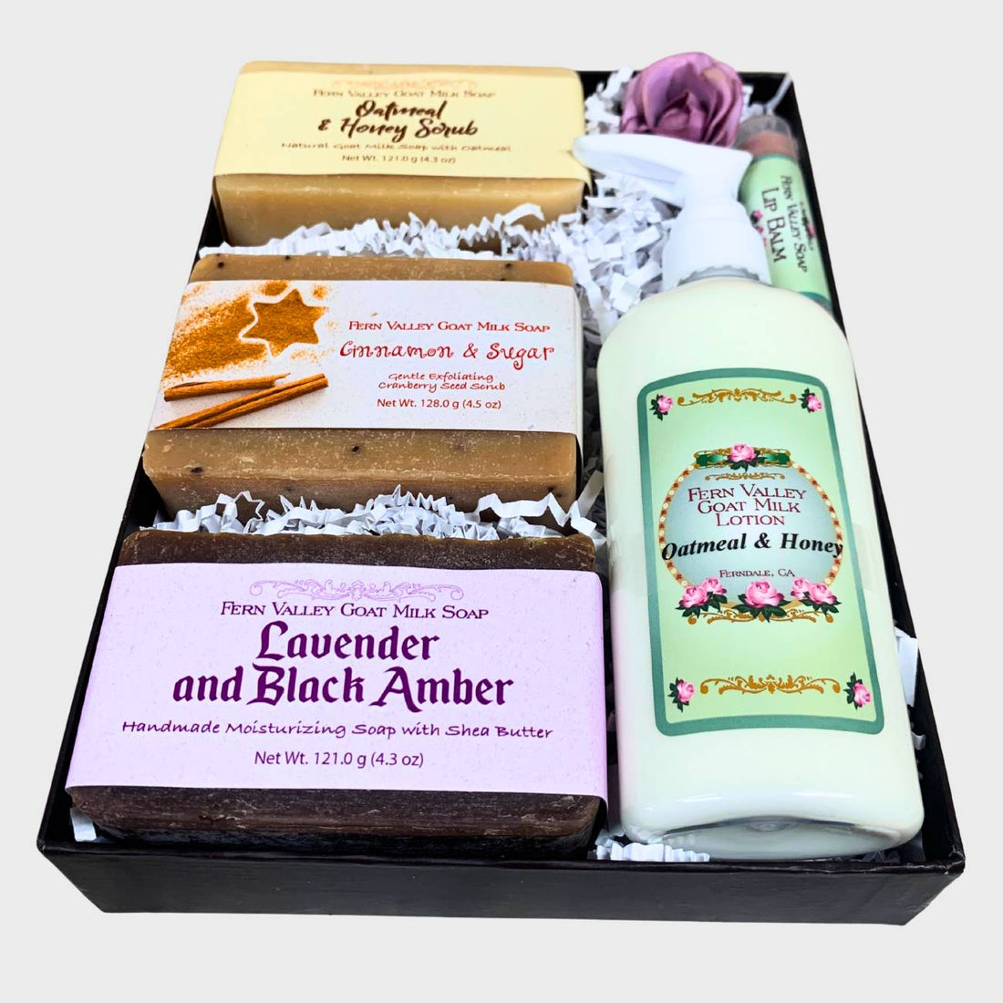 Handmade Goat Milk Soaps | Three Bar Gift Box With Lotion  + Lip Balm