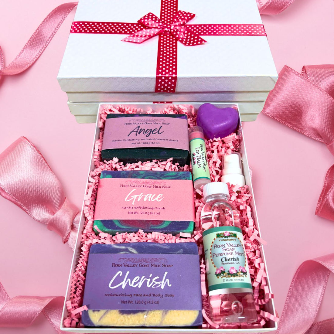 Handmade Goat Milk Soaps | Three Bar Gift box With Perfume + Lip Balm