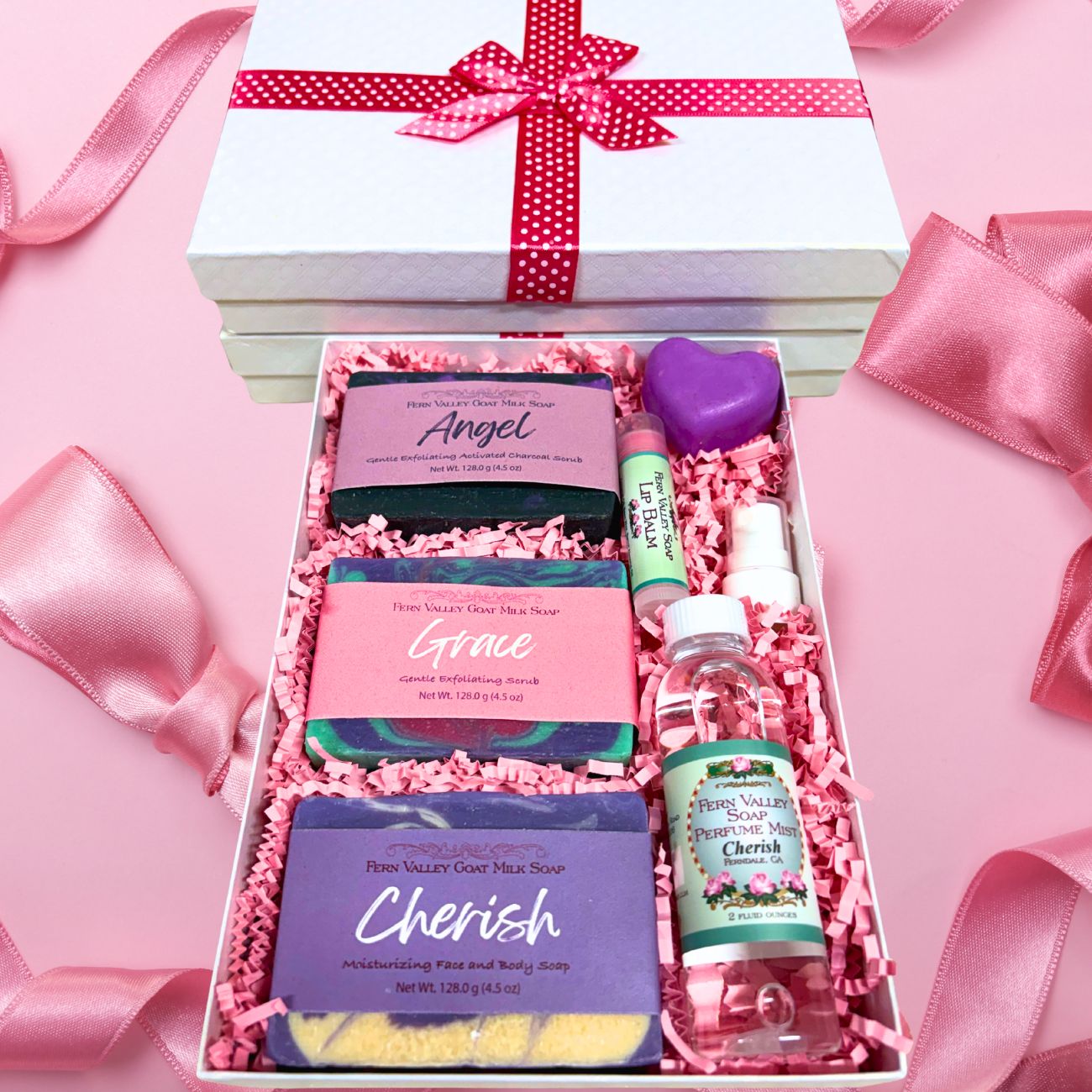 Handmade Goat Milk Soaps | Three Bar Gift box With Perfume + Lip Balm