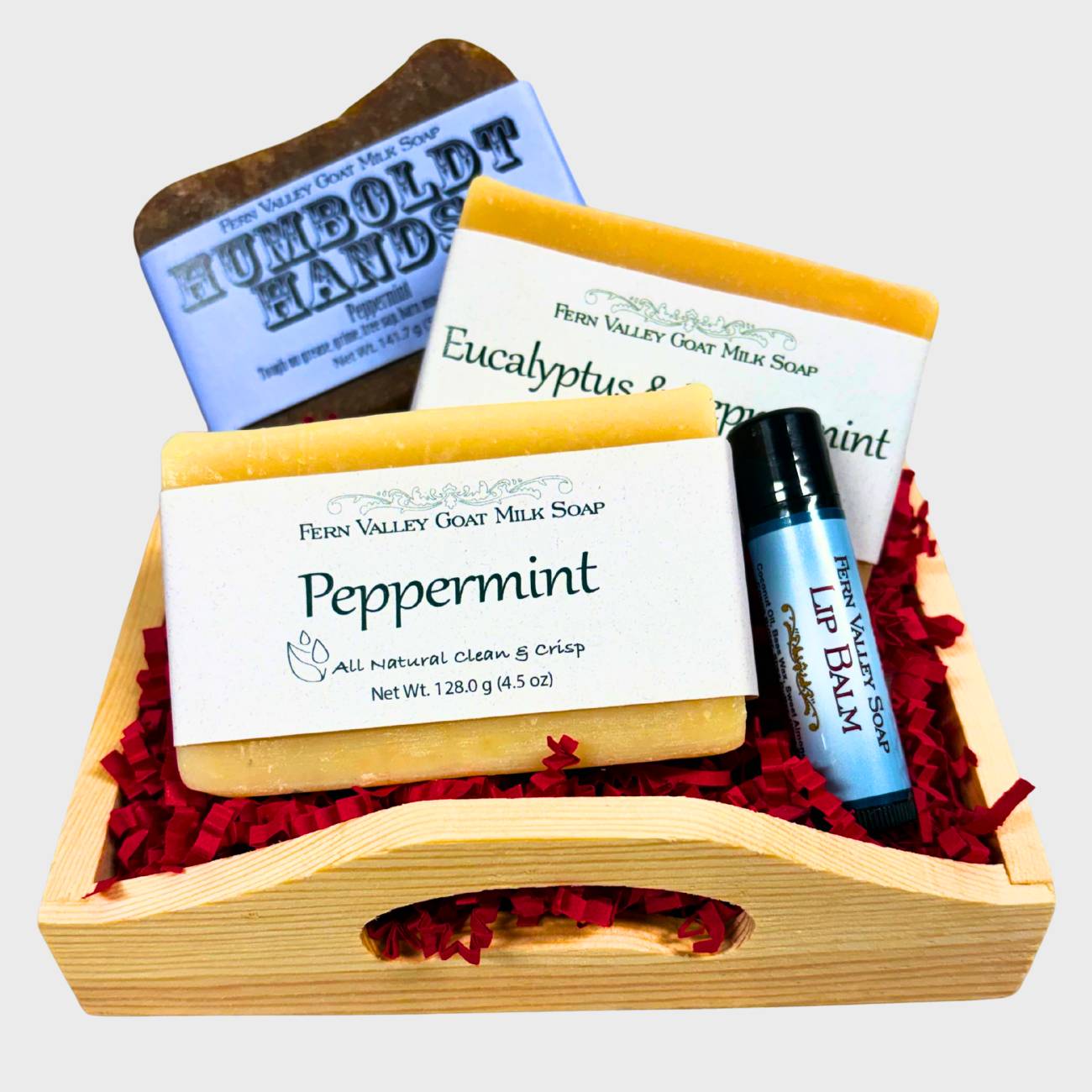 Handmade Natural Goat Milk Soap | Three Bar Gift Crate + Lip balm