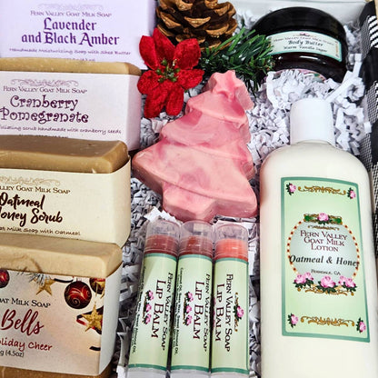 Handmade Goat Milk Soaps + Lotion | Traditional Christmas Gift Box for Her