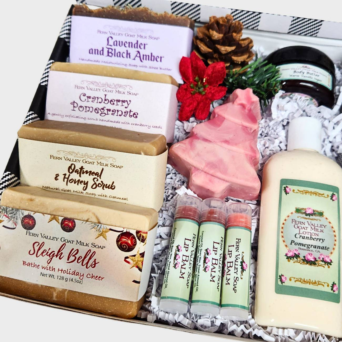 Handmade Goat Milk Soaps + Lotion | Traditional Christmas Gift Box for Her