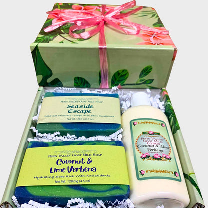 Natural Handmade Goat Milk Soap + Lotion | Tropical Gift Box