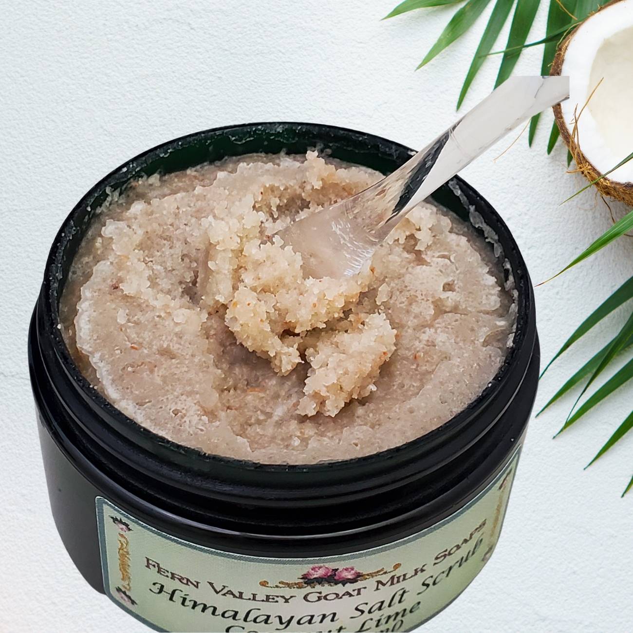 Himalayan Salt Scrub | Skin Care From Fern Valley Goat Milk Soap | Coconut &amp; Lime Verbena Scent