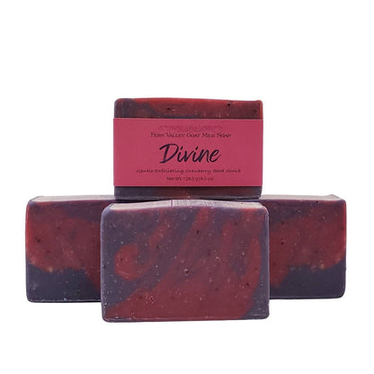 Natural Goat Milk Soap | Exfoliating Cranberry-Seed Scrub | Divine - Musky Floral Scent