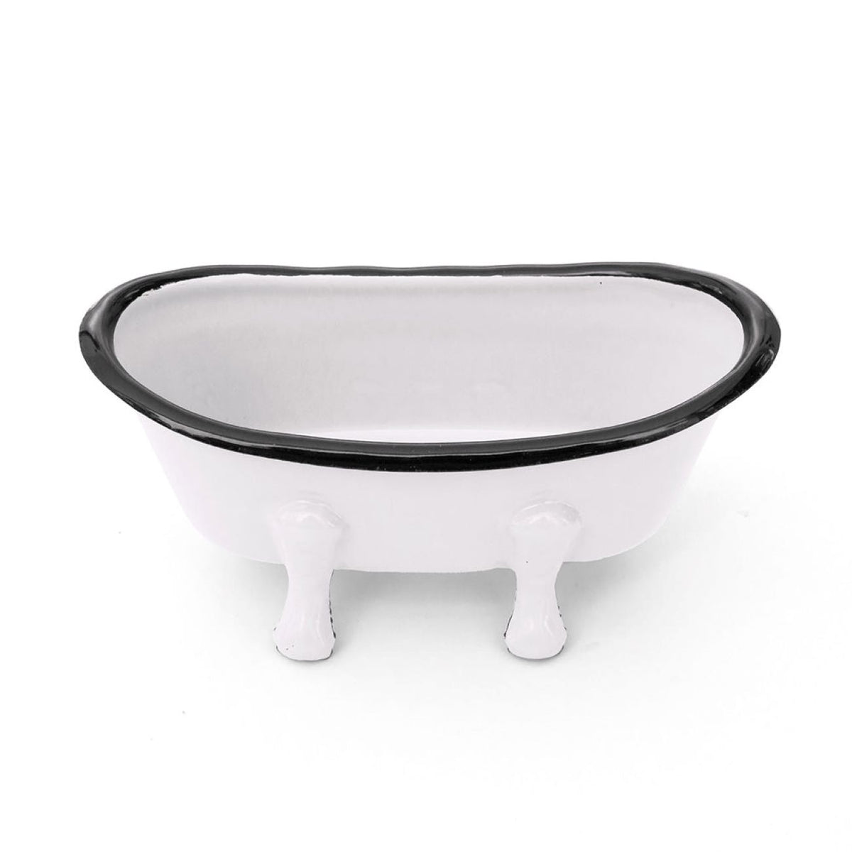 Draining Soap Dish | Fern Valley Soap | Farmhouse White Enameled Metal Bathtub