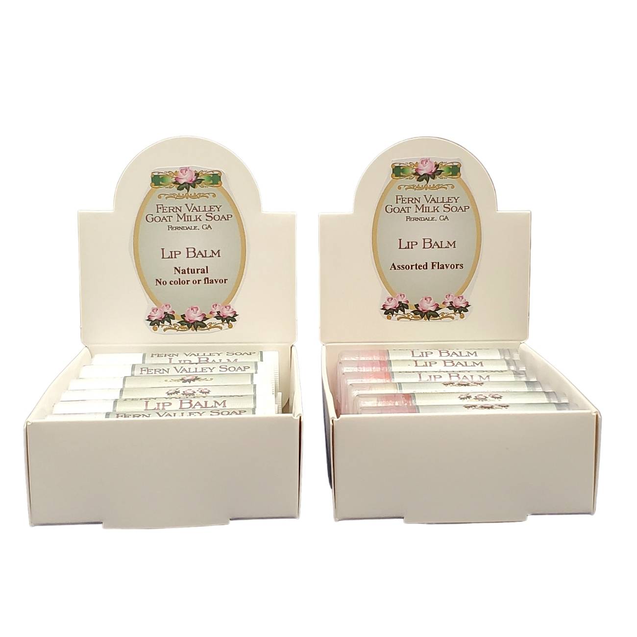 Natural Handmade Lip Balm | POP 12 Tube Display Boxes | Fern Valley Goat Milk Soap |  Fun Flavors